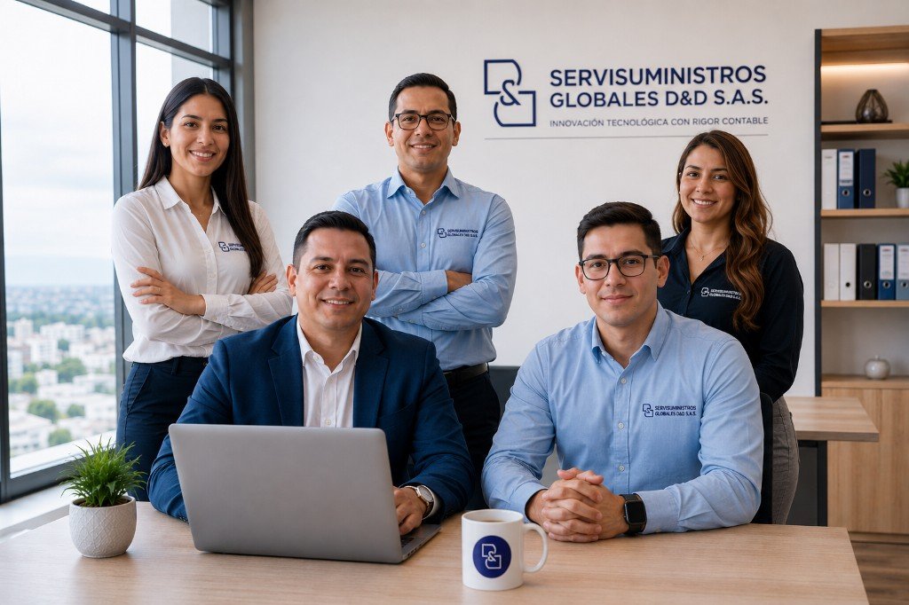 Equipo profesional de SERVISUMINISTROS GLOBALES D&D S.A.S. en oficina corporativa de Guayaquil, Ecuador